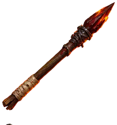 Tombak pendek berujung pancang pagar yang diikat kawat besi.