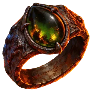 Cincin besi rawa bermata damar hijau kehitaman.